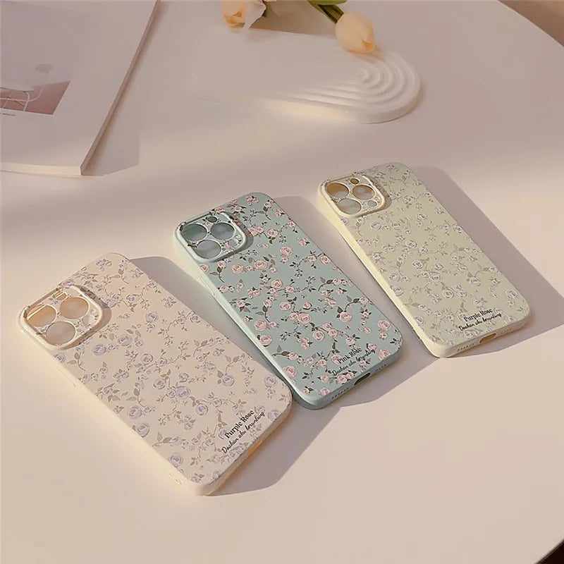 Yasllw Korean Retro Flowers Phone Case For iPhone