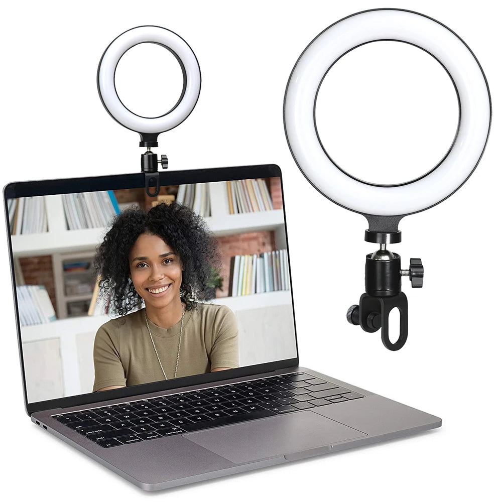 6.3 Inch LED Ring Lights Round Lamp Selfie Live Streaming USB Desktop Clip for  Macbook PC Laptop