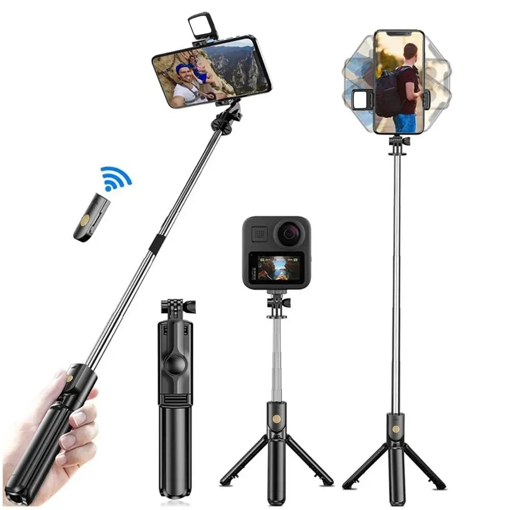 Wireless Selfie Stick Tripod Stand with Light Bluetooth Remote Extendable Tripod for iPhone Mobile Phone