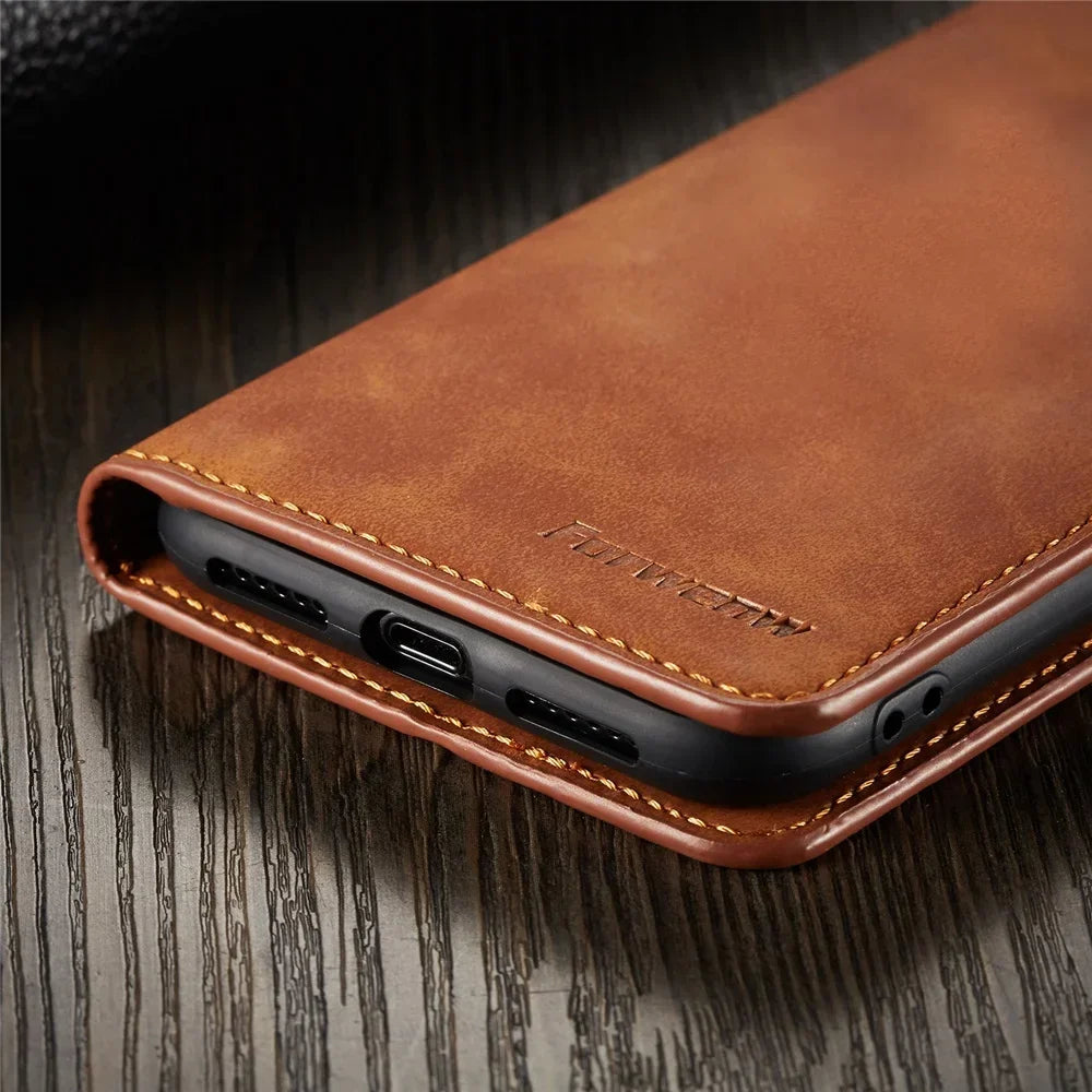 Thin  Leather Wallet Case for iPhone 11 12 13 14 15 16 Pro Max Plus Flip Cover