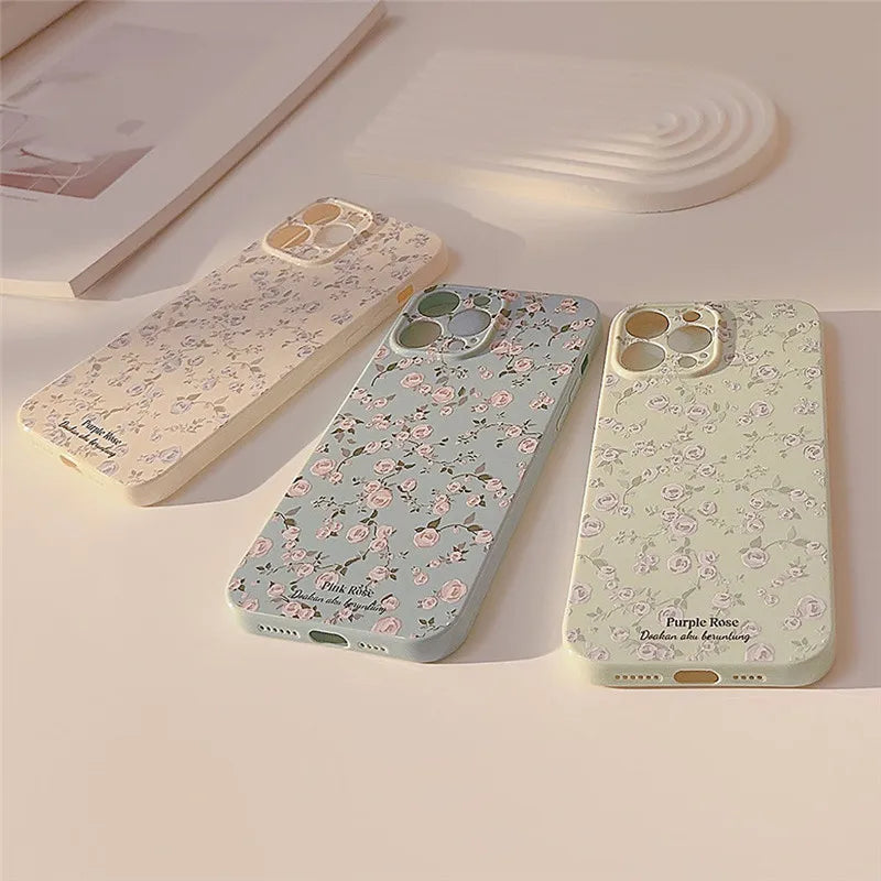 Yasllw Korean Retro Flowers Phone Case For iPhone