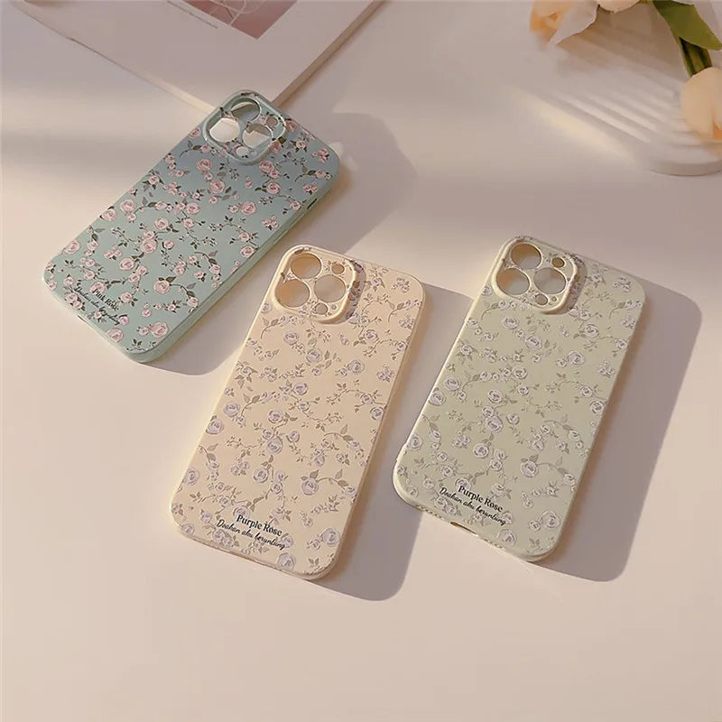 Yasllw Korean Retro Flowers Phone Case For iPhone