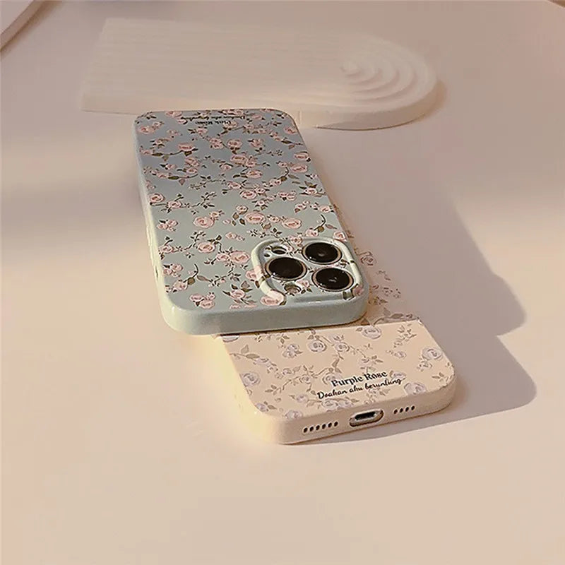 Yasllw Korean Retro Flowers Phone Case For iPhone