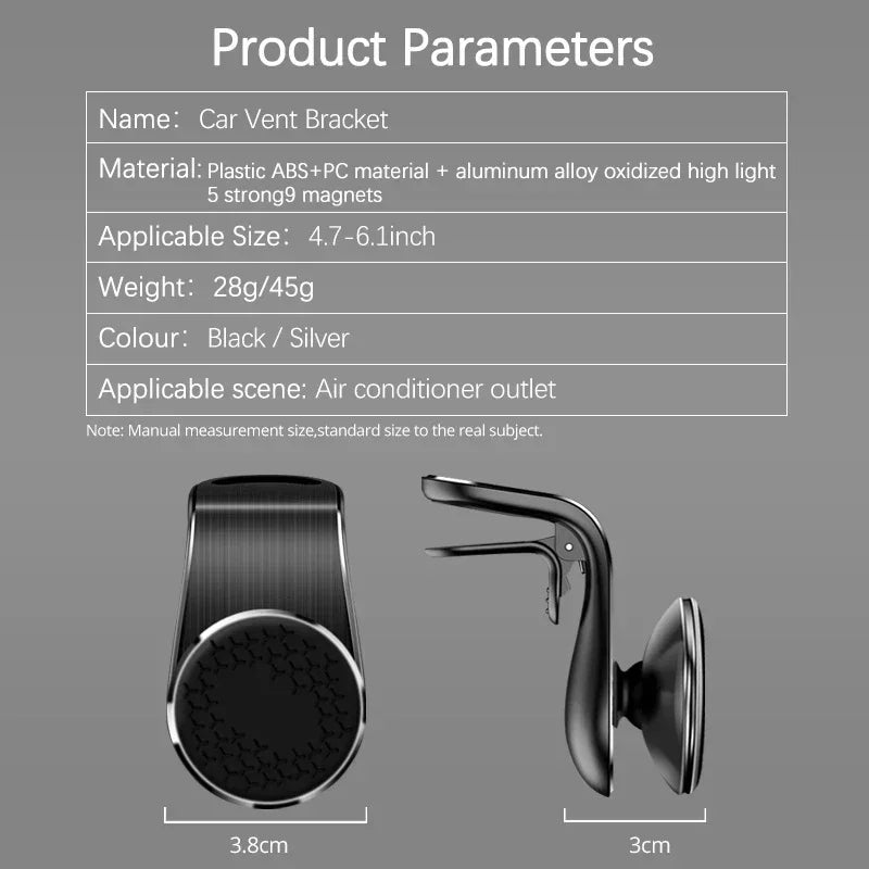 Magnetic Car Phone Holder Universal Air Vent Car Phone Mount Cellphone GPS Support for iPhone Huawei Samsung Rotation Bracket