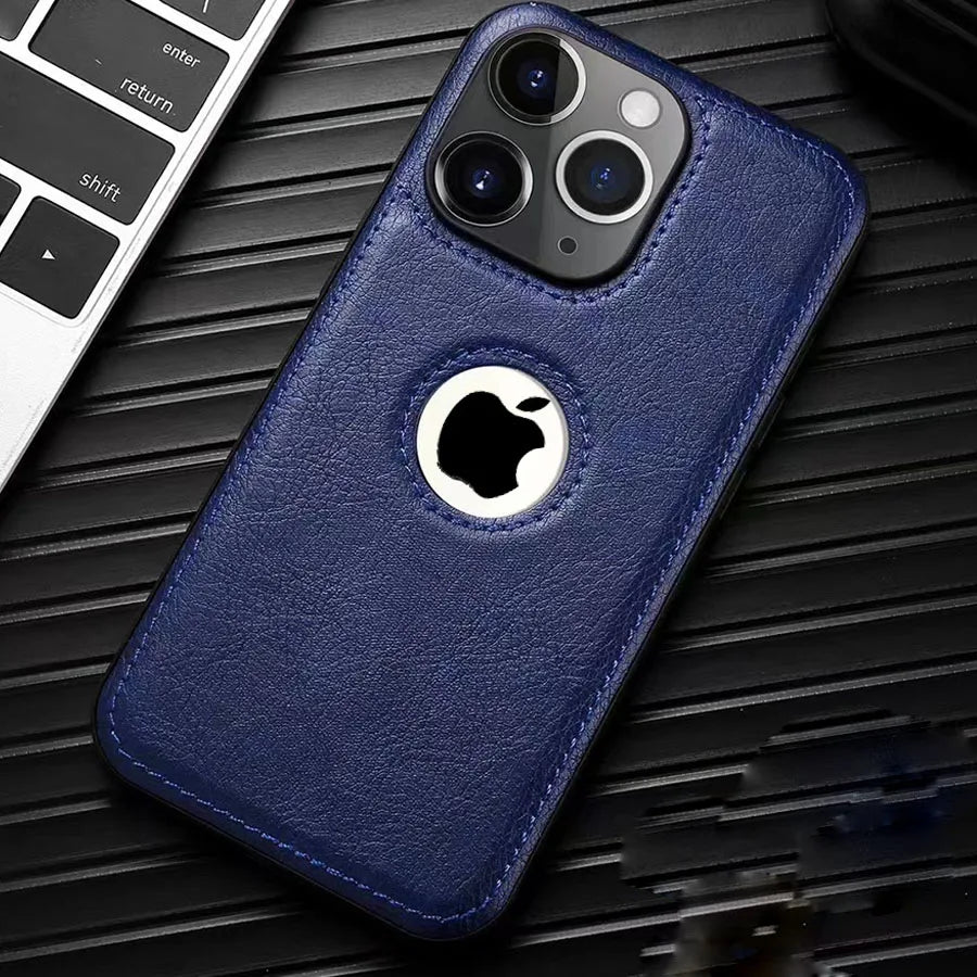 Leather Case for iPhone 15 Pro MAX 16 14 13 12 11 Plus Original Logo Hole Silicone Lens Protection Cover