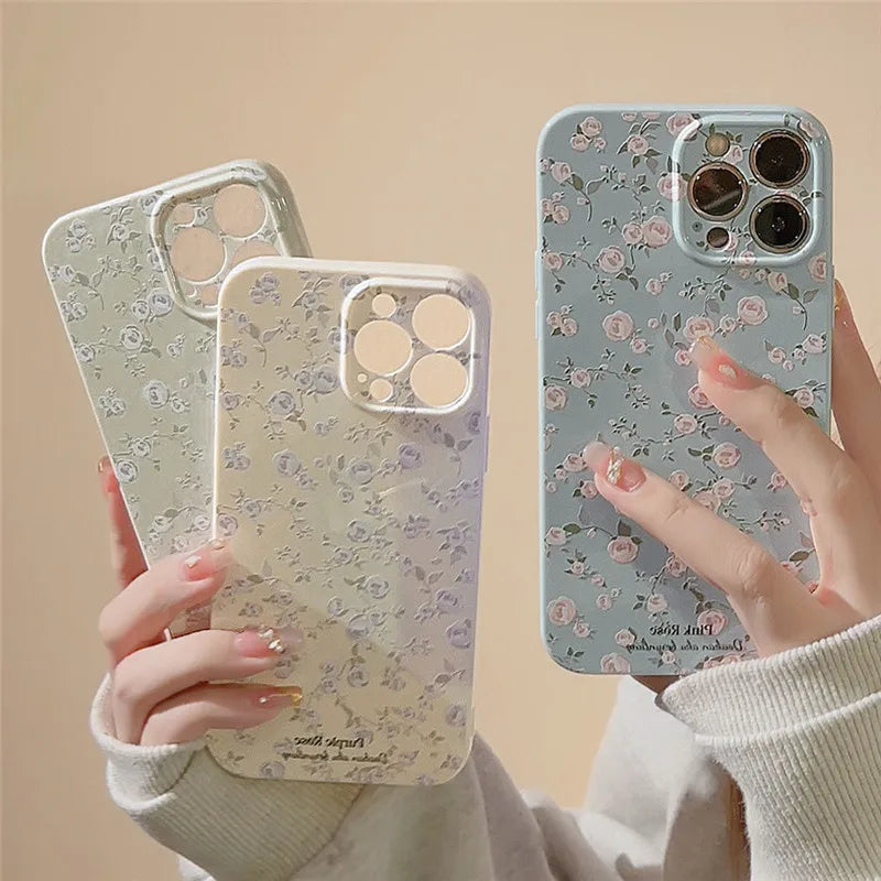 Yasllw Korean Retro Flowers Phone Case For iPhone